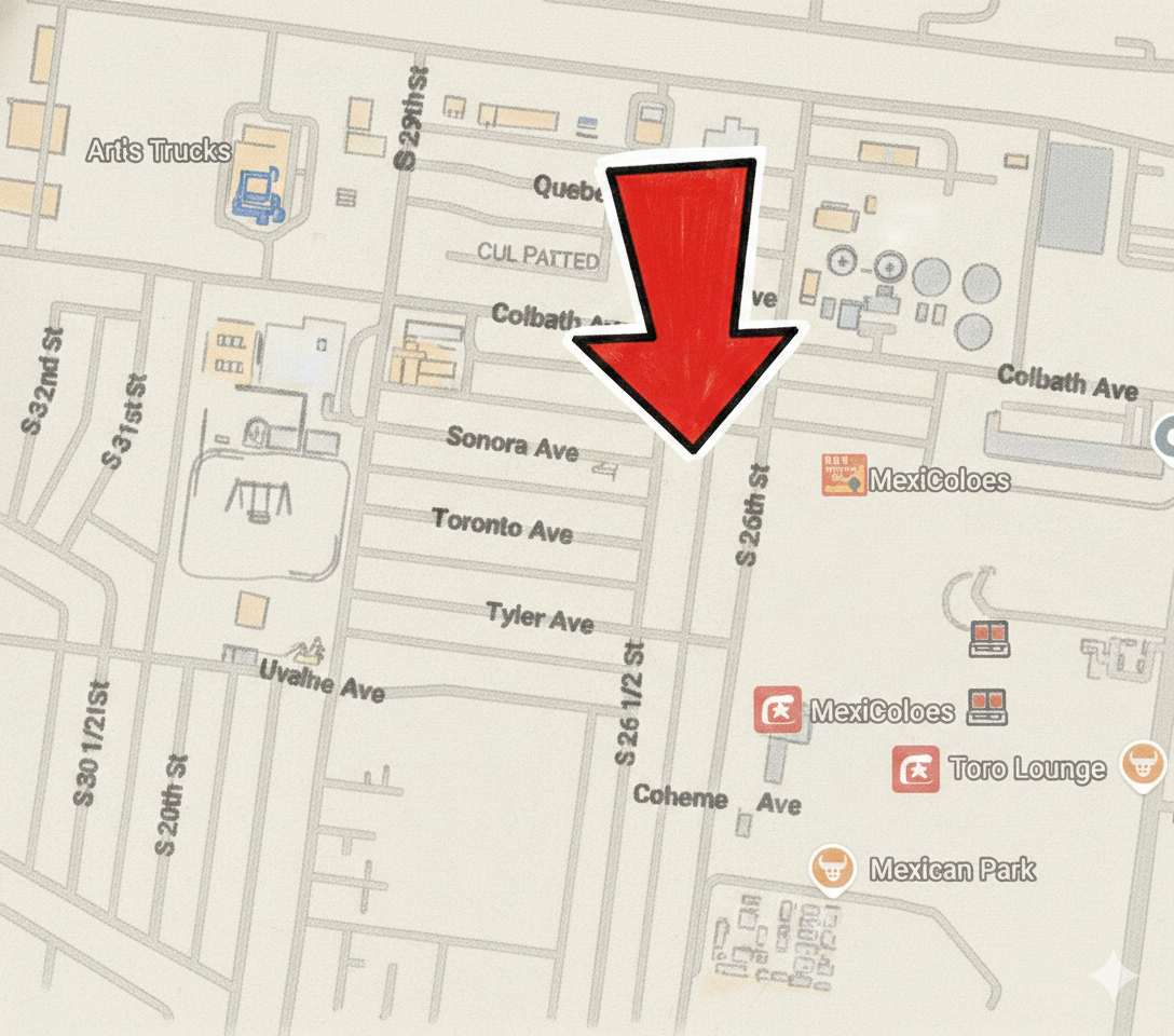 Illustrated map showing the gym location